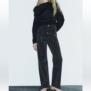 Zara Mid Rise Rhinestone Jean
